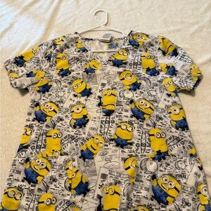 Universal Minions Nursing Scrub Top - Yellow and Blue